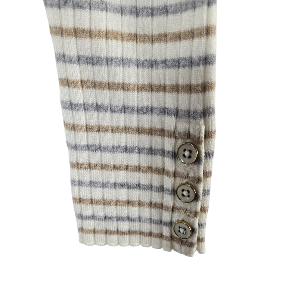 J. Mclaughlin Striped Ivory Button Cuff Light Kni… - image 4